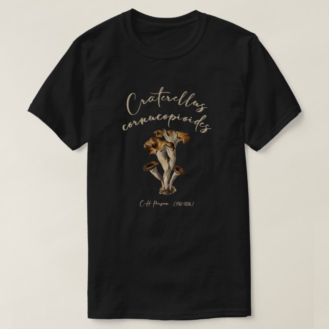 T-shirt Champignons chanterelle noire champignons recherch (Design devant)
