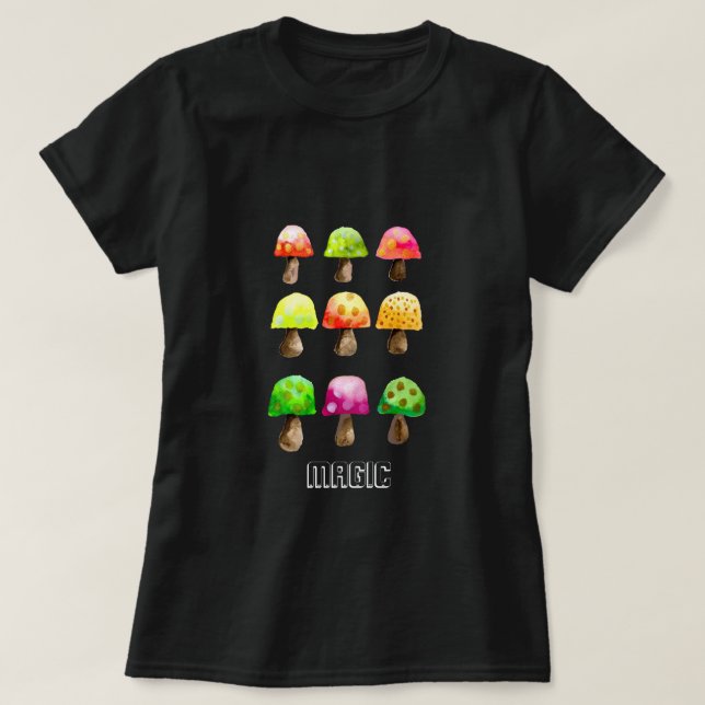 T-Shirt champignons colorés mignons (Design devant)