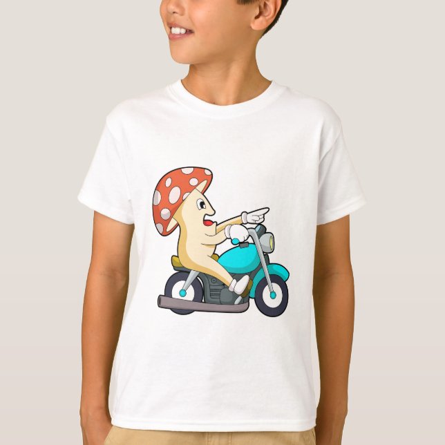 T-shirt Champignons en moto avec moto (Devant)
