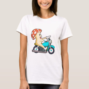 T-shirt Champignons en moto avec moto