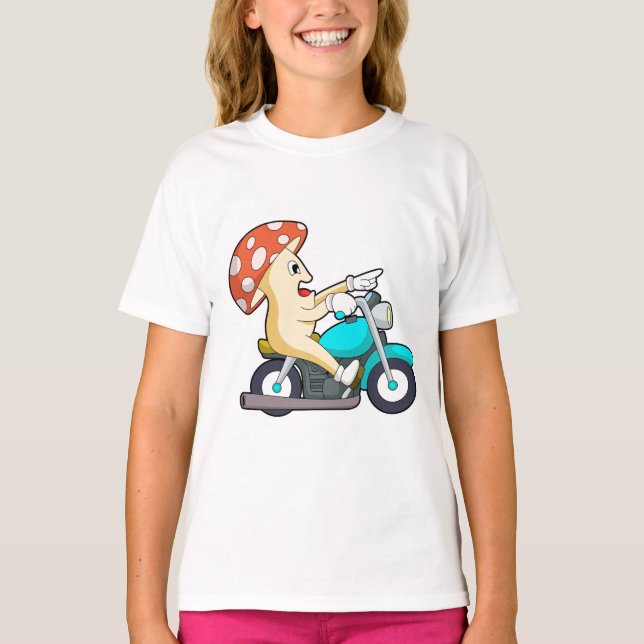 T-shirt Champignons en moto avec moto (Devant)