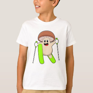 T-shirt Champignons en ski avec ski