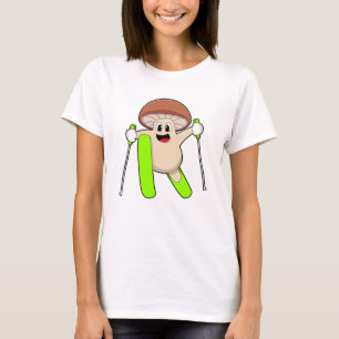 T-shirt Champignons en ski avec ski
