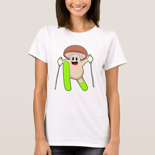 T-shirt Champignons en ski avec ski (Devant)