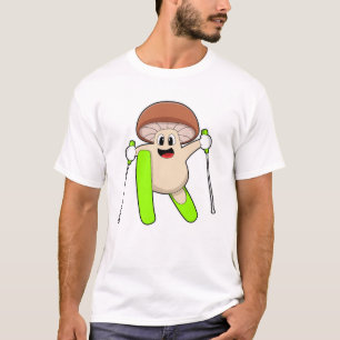 T-shirt Champignons en ski avec ski