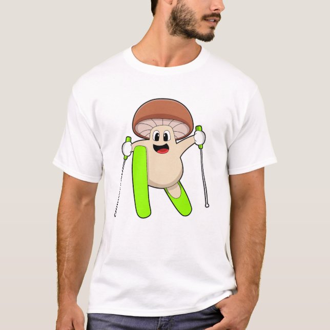 T-shirt Champignons en ski avec ski (Devant)