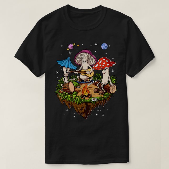 T-shirt Champignons hippies Camping Champignons de forêt p (Design devant)