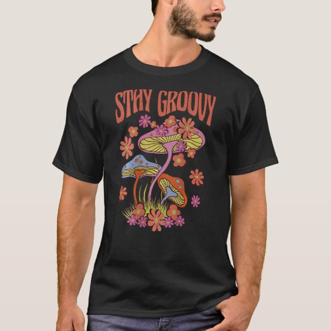 T-shirt Champignons Rester Super Retro Trippy Champignons  (Devant)