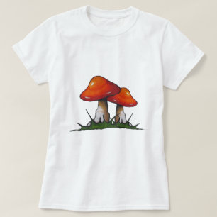 T-shirt Champignons rouges, champignons : Art à main lev