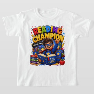 T-shirt Champion de la lecture Enfant Héros de l'école T
