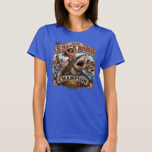T-shirt Championne de Rodéo de Requins Cowgirl Patriotique