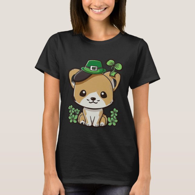 T-shirt Chanceux Vert Fier Chat de la Saint-Patrick Irland (Devant)