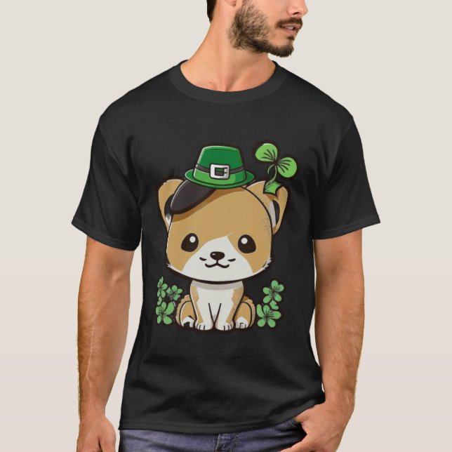 T-shirt Chanceux Vert Fier Chat de la Saint-Patrick Irland (Devant)