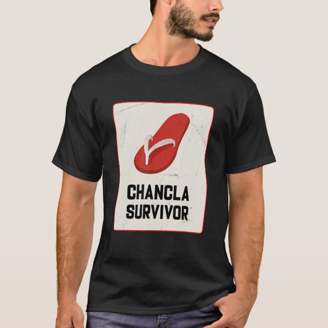 T-shirt Chancla Survivor  Spanish Joke (Devant)