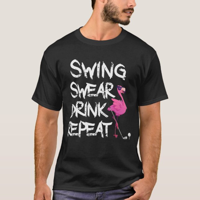 T-shirt Chandail à coudre Boire Répéter Flamant rose Jouer (Devant)