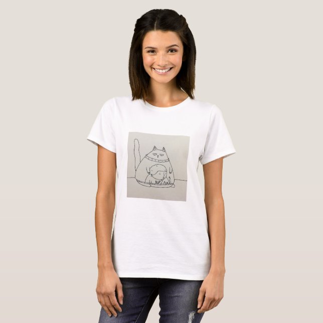 T-shirt Chandail de chandail de vieille Madame chat (Devant entier)