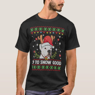 T-shirt Chandail de Noël de chien de boxer blanc