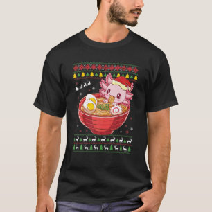 T-shirt Chandail de Noël moche Anime Kawaii Axolotl Manger