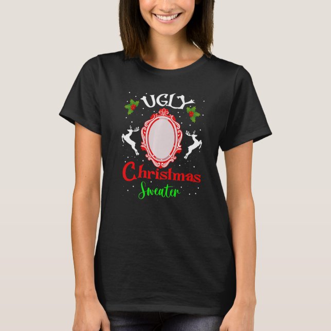 T-shirt Chandail de Noël moche avec miroir (Devant)