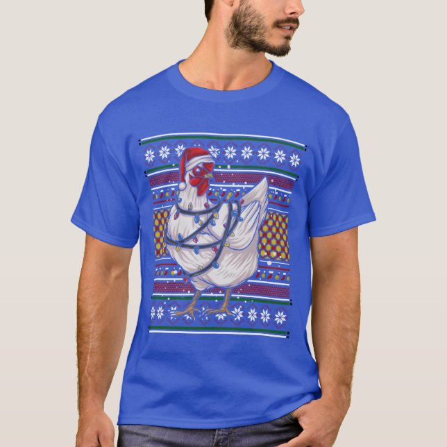 T-shirt Chandail de Noël moche Chandail de Noël Poulet gar (Devant)