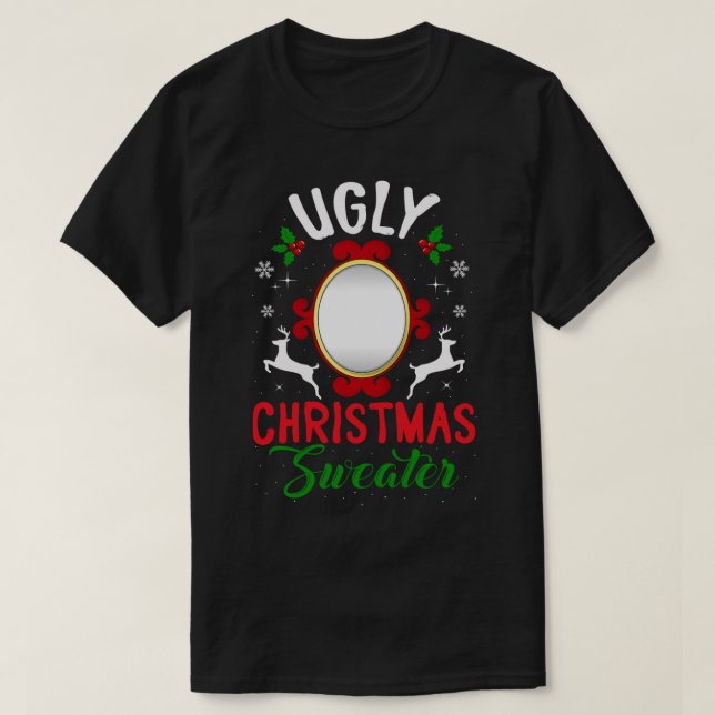 T-shirt Chandail de Noël moche drôle avec Hommes Miroir Fe (Design devant)