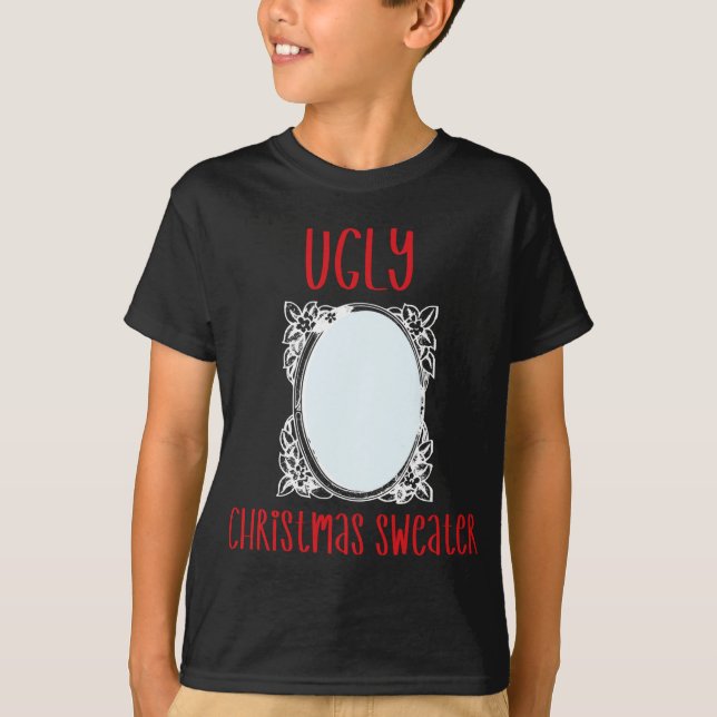 T-shirt Chandail de Noël moche drôle avec Hommes Miroir Fe (Devant)