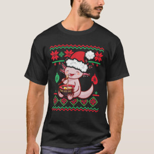 T-shirt Chandail de Noël moche Kawaii Anime Axolotl Manger