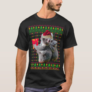 T-shirt Chandail de Noël moche Koala Funny Santa Hat Antle