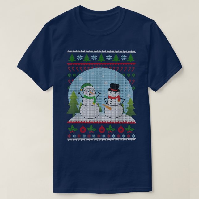 T-shirt Chandail de Noël moche Snowman (Design devant)