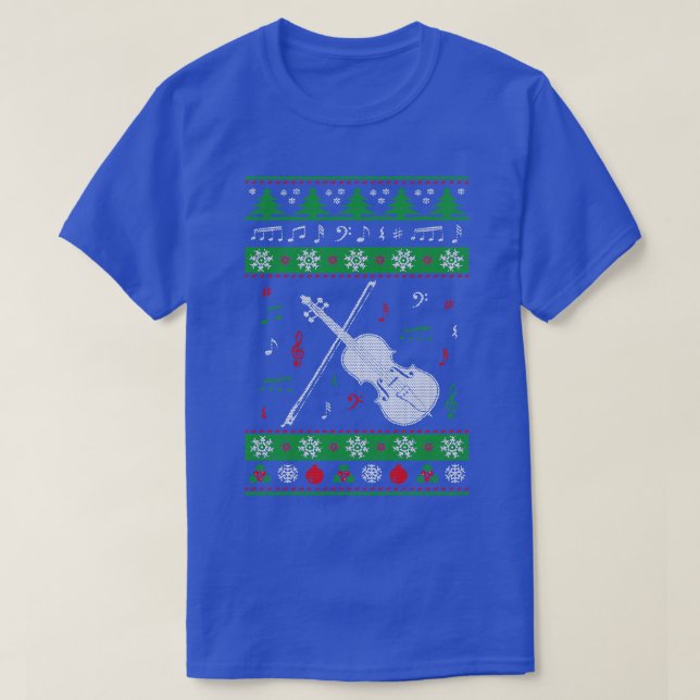 T-shirt Chandail de Noël moche Violon Joyeux vacances Seas (Design devant)