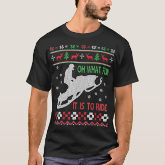 T-shirt Chandail de Noël motoneige Fun Père Noël Xmas Cade