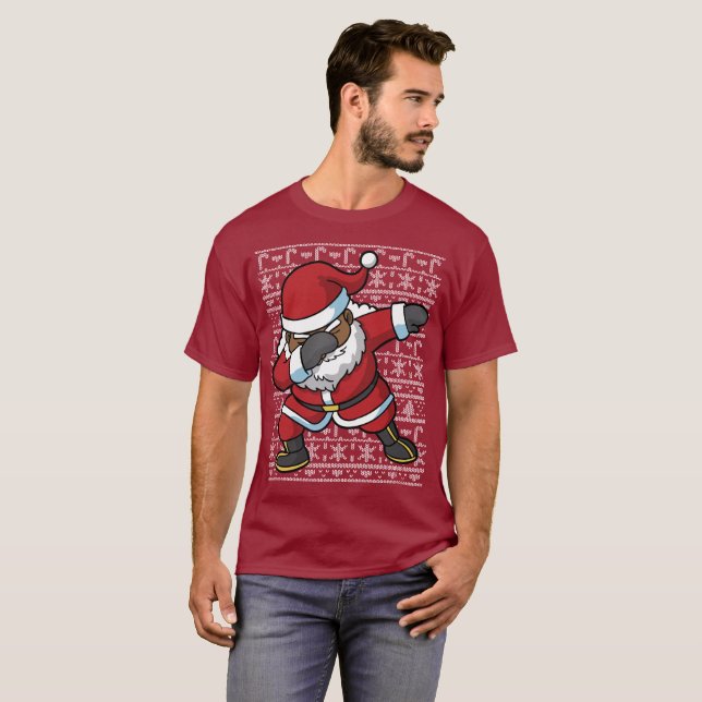 T-shirt Chandail laid tamponnant de Noël de limande noire (Devant entier)