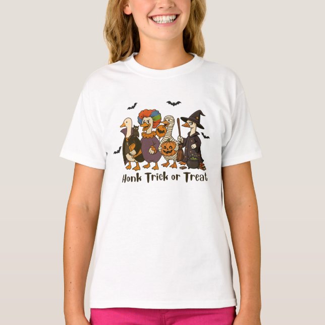 T-shirt Chandail ou traitement Costume d'oie d'Halloween (Devant)