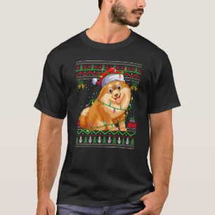 T-shirt Chandail Xmas moche style Père Noël Chien Pomérani