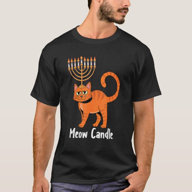 T-shirt Chandelle de Meow Hanoukka Chat Menorah Chanukah J (Devant)