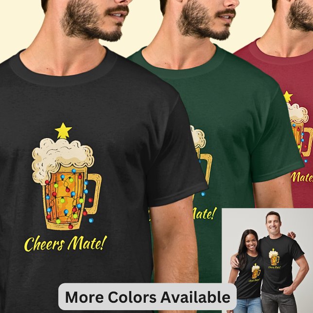T-shirt Changer de texte - Beer Mug Christmas Cheers Mate! (Créateur téléchargé)