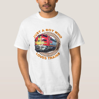 T-shirt Changer de texte Garçon qui aime les trains Red Ye