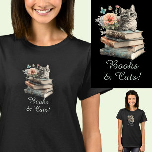T-shirt Changer le texte, les livres et les chats, avec de