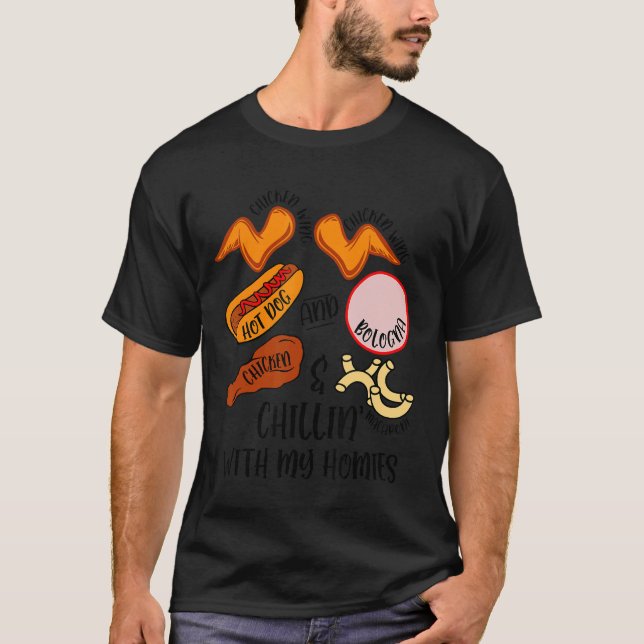 T-shirt Chanson de poulet Wing Lyric Hot Dog Bologne Macar (Devant)