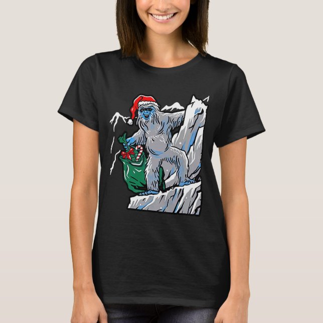 T-shirt Chant de Noël moche Yeti Père Noël Et Montagne (Devant)