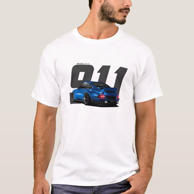 T-shirt Chanteur de voiture de sport allemande Blue Classi (Devant)