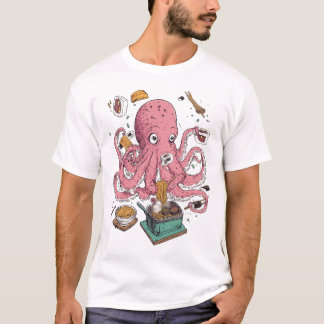T-shirt Chaos Cuisine Catastrophe Chef Drôle Octopus Sushi