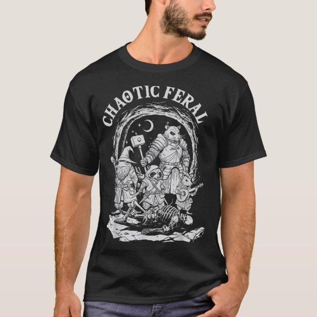 T-shirt Chaotic Feral Funny Rpg Party Fantasy Animal Meme  (Devant)