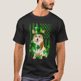 T-shirt Chapeau de chien Corgi drapeau américain Saint-Pat