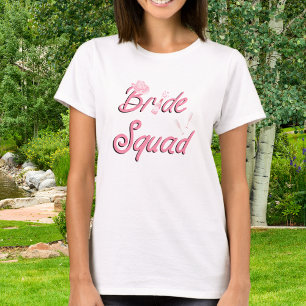 T-shirt Chapeau de cowboy rose avec fleurs Bride Squad 