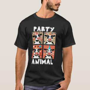 T-shirt Chapeau de fête d'animal de ferme coloré visage de