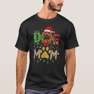 T-shirt Chapeau de maman de caniche de Noël Écharpe de Pèr