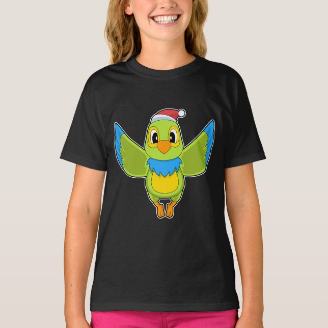 T-shirt chapeau de Noël de perroquet (Devant)