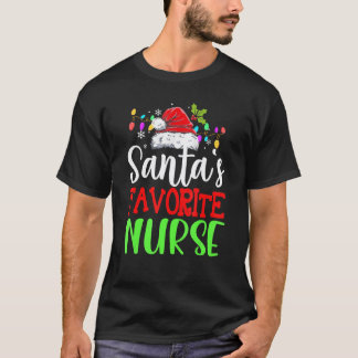 T-shirt Chapeau de Noël de Santa préféré des infirmières