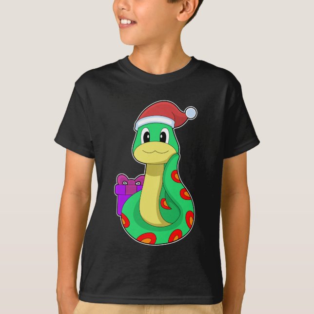 T-shirt Chapeau de Noël de serpent (Devant)